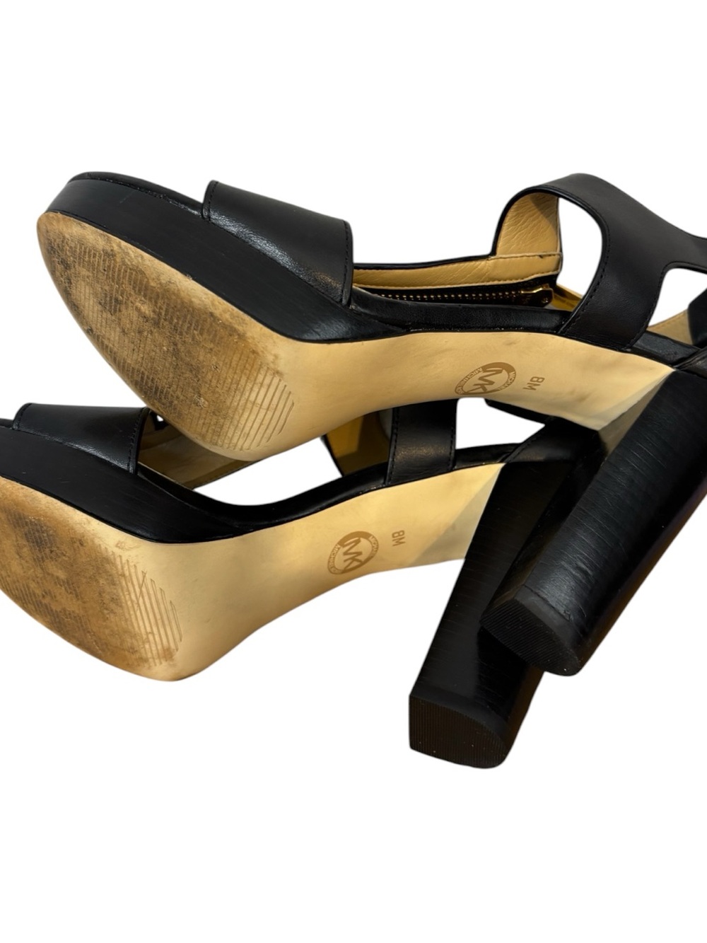 Michael Kors Berkley Leather Platform Heels Sandal Black Women's US sizes 8M - Picture 5 of 7